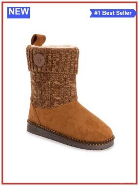 MUK LUKS Janet Ankle Bootie Faux Fur Lined Indoor Outdoor